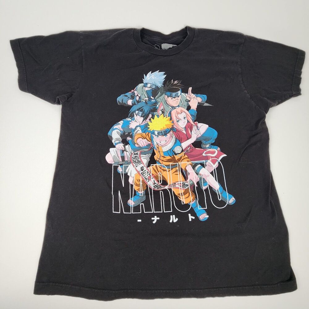 Naruto Team 7 Graphic T Shirt Men's XL Black Anime Tee Kakashi Sakura Sasuke